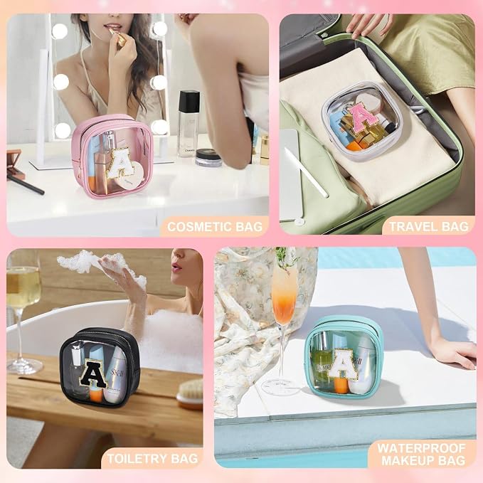 YOOLIFE Mini Initial Makeup Bag | Clear Makeup Bag | Preppy Cosmetic Bags - Image 5