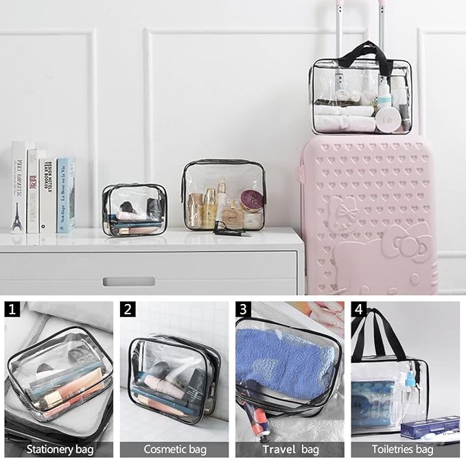 6Pcs Crystal Clear PVC Travel Toiletry Bag Kit - Image 4