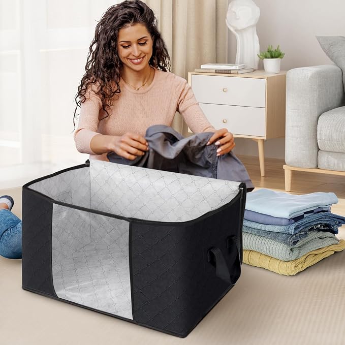 Fab totes 8 Pack Clothes Storage, Foldable Thick Fabric Blanket Storage Bags - Image 3
