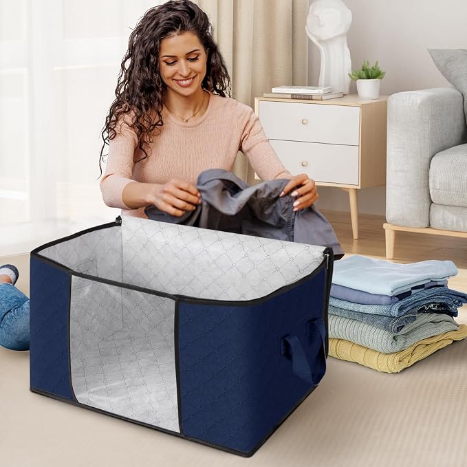 Fab totes 6 Pack Clothes Storage, Foldable Thick Fabric Blanket Storage Bags - Image 3