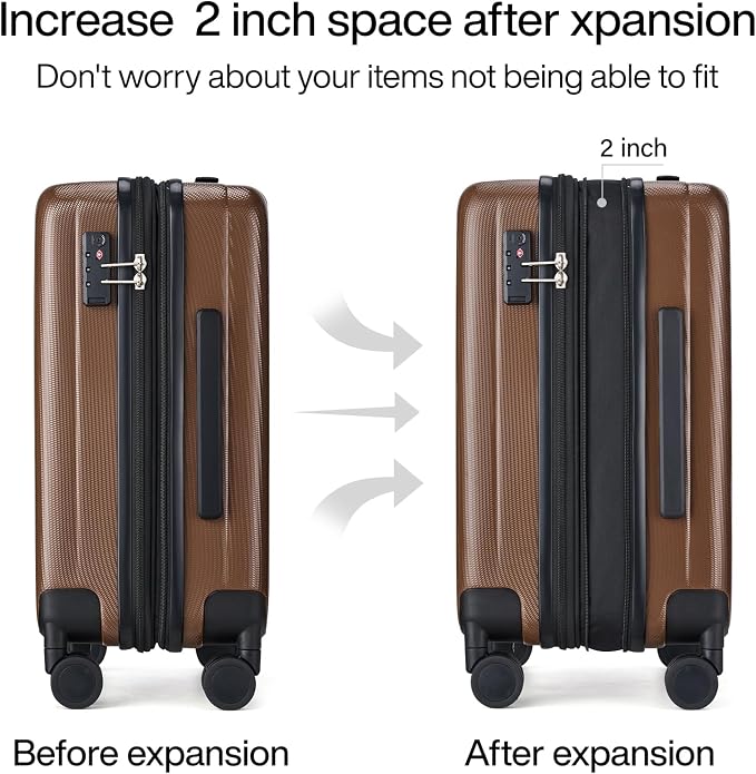 Hanke Expandable Hardshell Luggage Sets 3 piece Carry On Luggage - Image 3