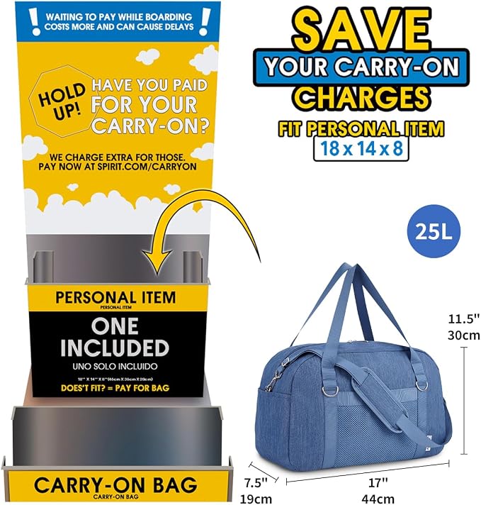 Narwey For Spirit Airlines Personal Item Bag 18x14x8, Small Duffle Bag for - Image 3