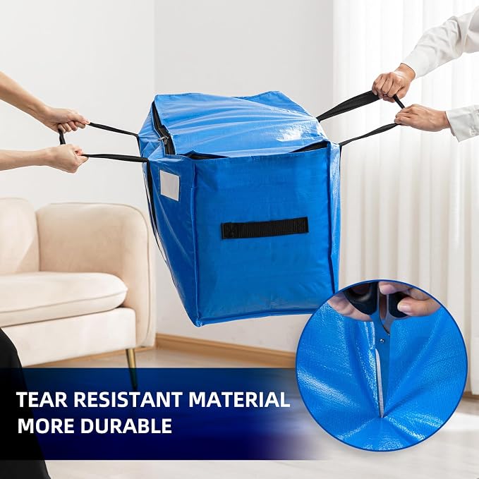 TAILI Extra Large Moving Bags, 12 Pack Blue Heavy Duty Totes - Image 6
