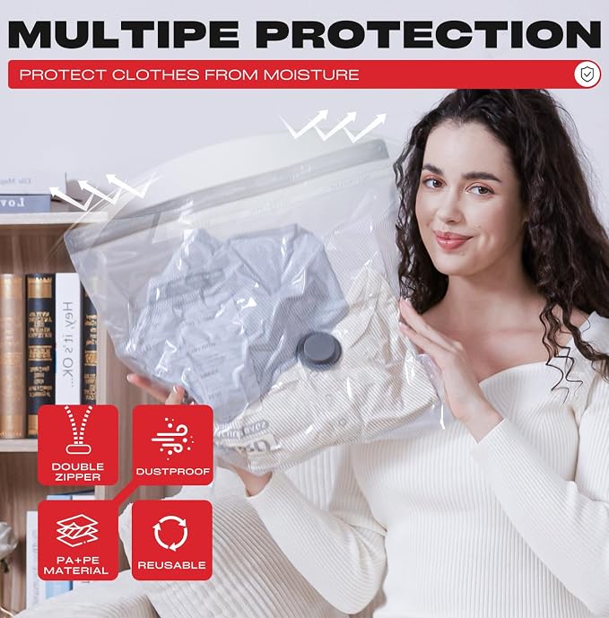 Vacuum Seal Bags for Clothing, 18 Pack Travel Vacuum Storage Bags - Image 3