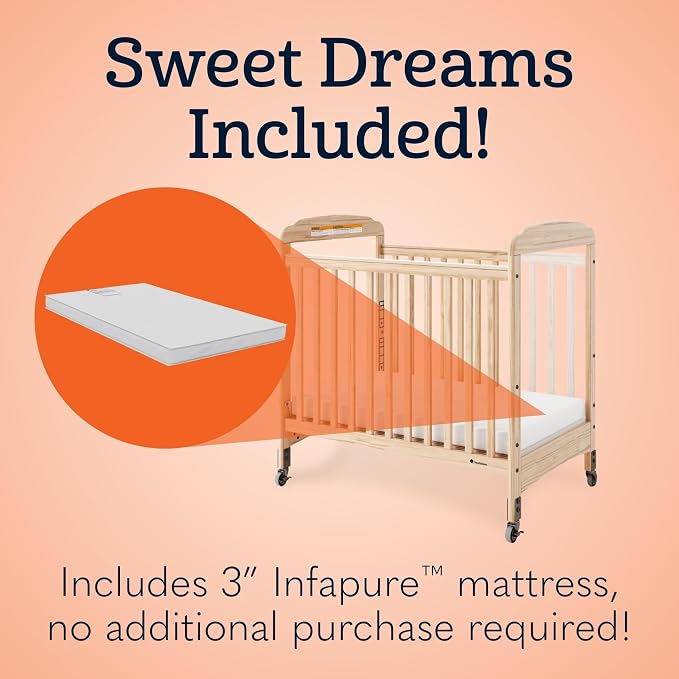 Foundations Serenity Compact Daycare Crib, Fixed Side, Features Mirrorview End - Image 6
