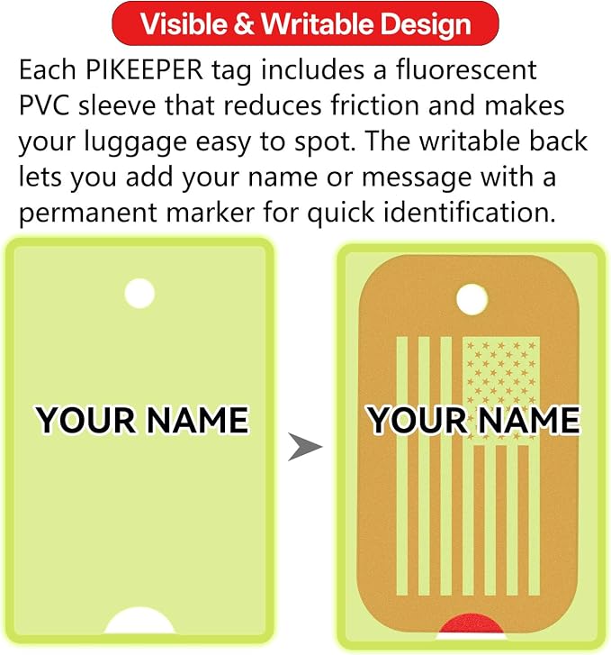 Engraved Aluminum Luggage Tag, American Flag Suitcase ID Tag - Image 6
