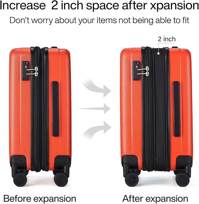 Hanke 20 Inch Expandable Carry on Luggage 22x14x9 Airline Approved Lightweight - Image 3