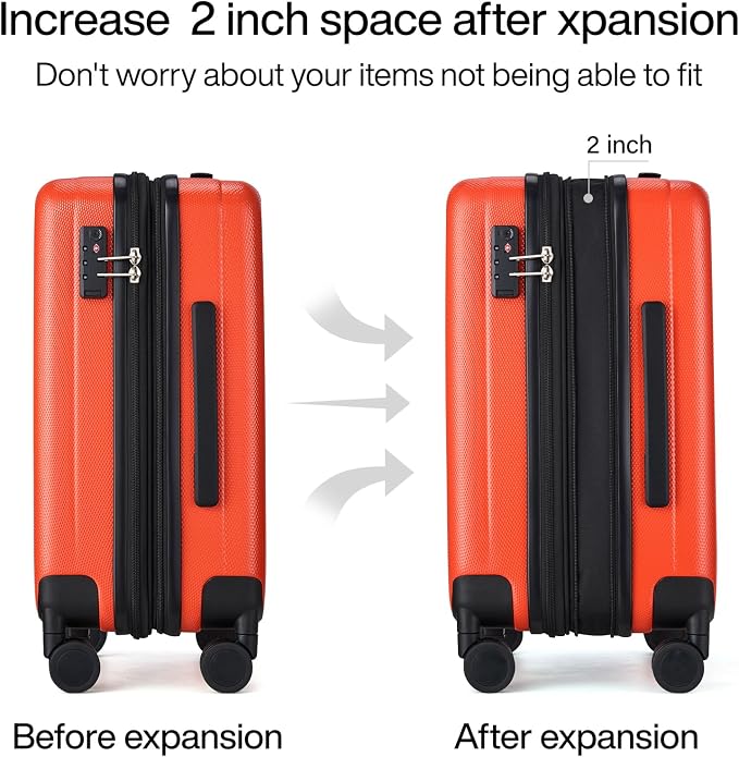 Hanke Expandable Hardshell Luggage Sets 3 piece Carry On Luggage - Image 3