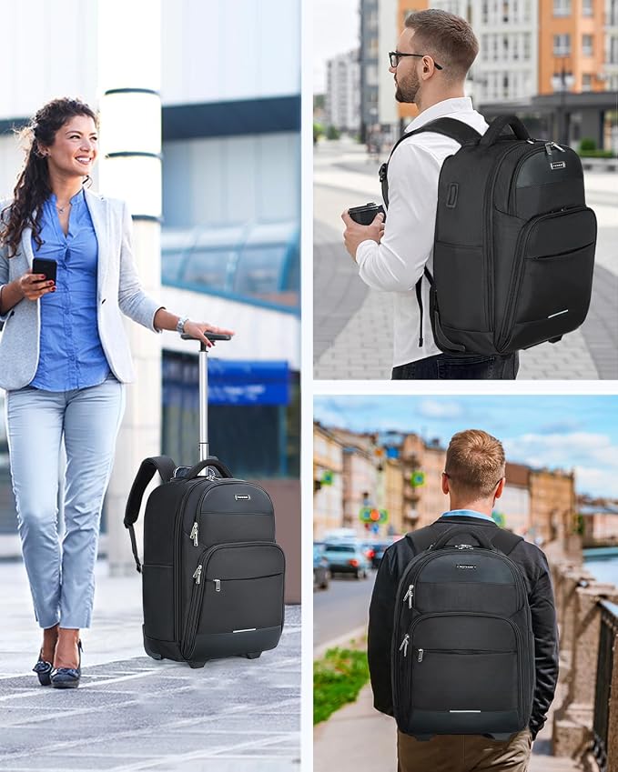 Rolling Backpack, 30L Travel Laptop Backpack - Image 7