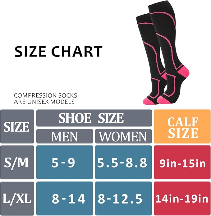 Compression Socks for Women Men Circulation Knee High 8 Pairs for Nurses - Image 5