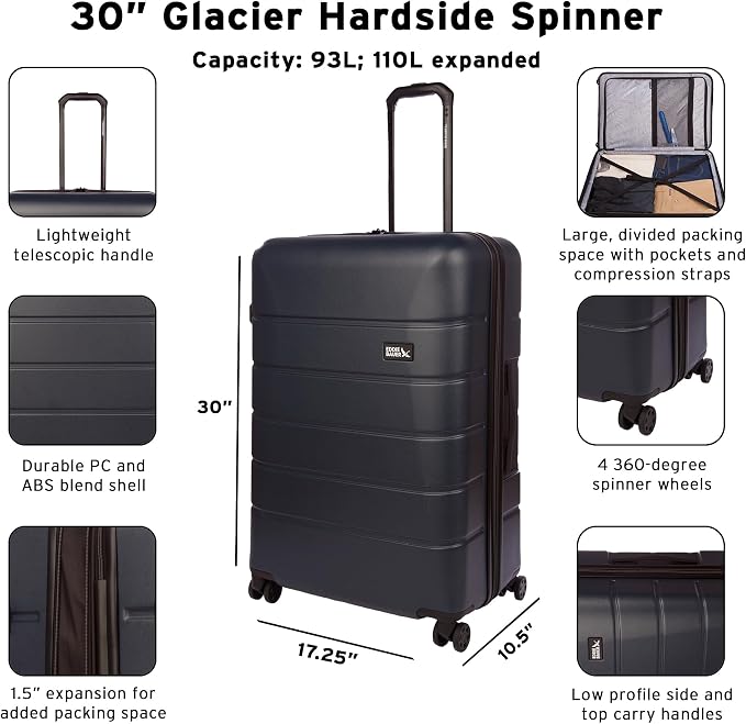 Eddie Bauer Glacier Checked 30" Luggage | Hardside | Spinner Wheels | - Image 2