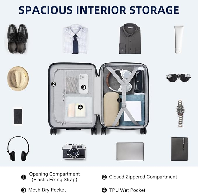 Hard Shell Suitcases 20 Inch Carry on Luggage Airline Approved - Image 7