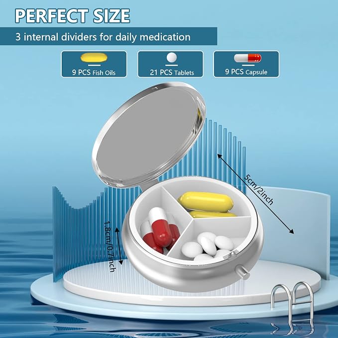 Pill Box 3 Compartment Medicine Pill Case, Portable - Image 3