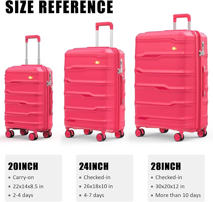 24 Inch Luggage with Spinner Wheels, Hard Shell Suitcase, Lightweight PP - Image 9