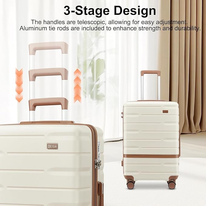 Carry On Luggage 3 Piece Lightweight Travel Luggage Set, YKK Zippers Expandable - Image 6