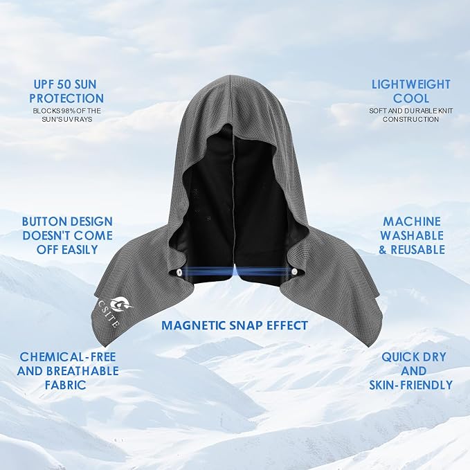 3 Pack Cooling Hoodie Towels for Neck and Face, UPF 50 Sun Protection & Instant - Image 2