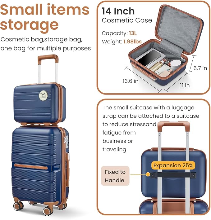 Campfun Luggage Sets 4 Piece, Expandable Carry On Luggage Set Hardshell PP - Image 3
