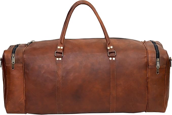 Leather Duffle Bag for Men Luggage Handmade Travel Bag Carry On Luggage - Image 4
