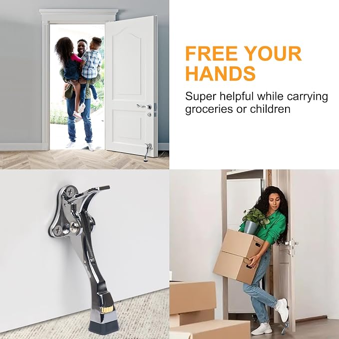 4 Packs Heavy Duty Kickdown Door Stopper, One Touch Adjustable Kickdown Door - Image 3