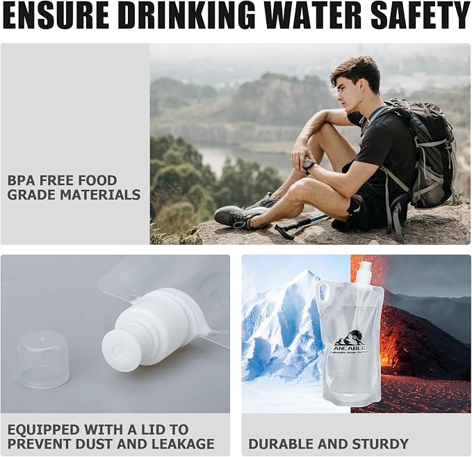1L Hiking Collapsible Water Bottles - Image 4
