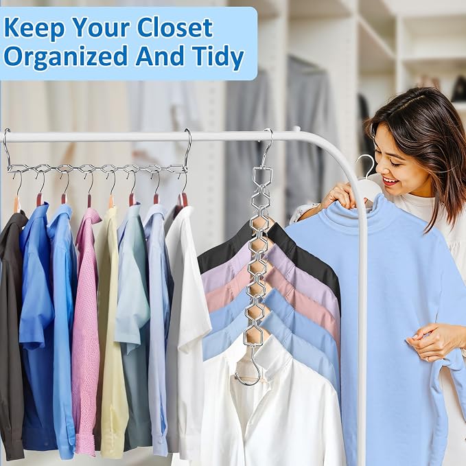 12 Pack Space Saving Hangers for Clothes, Heavy Duty 30Lbs Capacity Magic - Image 6