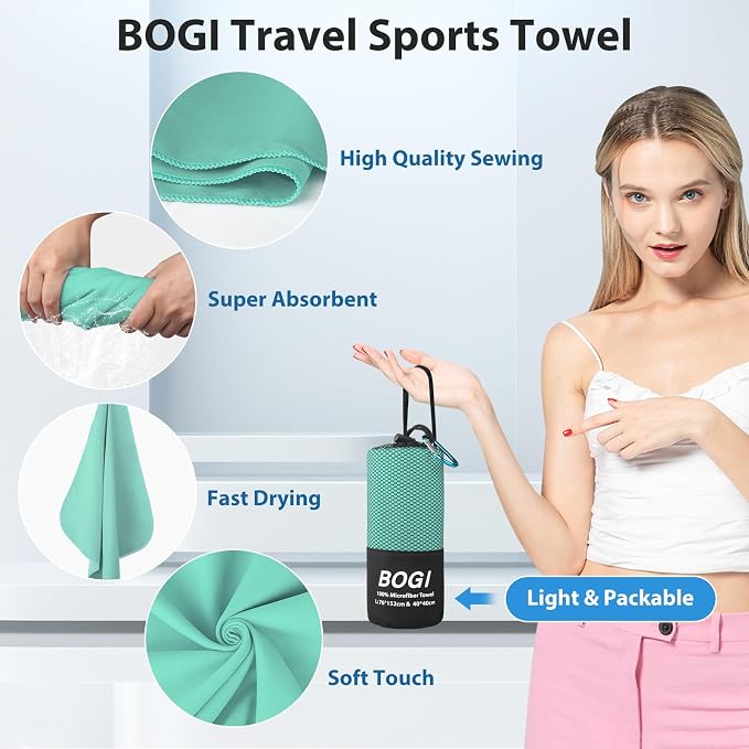 BOGI Microfiber Travel Sports Towel-Quick Dry Travel Soft Lightweight Absorbent - Image 4