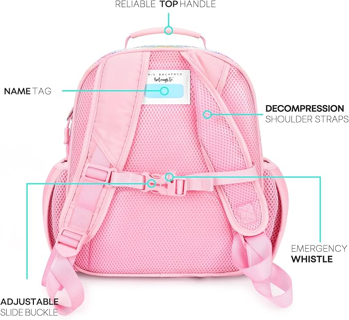 mibasies Toddler Backpack for Girls 2-4: Glitter Kids Backpacks for Girls - Image 3