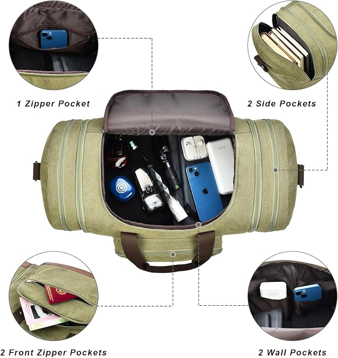 Litvyak Duffle Bag for Travel, Canvas Travel Duffel Bags Overnight Weekend Gym - Image 4