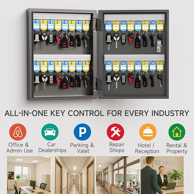 48 Key Cabinet Organizer, Key Lock Box, Key Safe Security Storage Lockbox Holder - Image 5