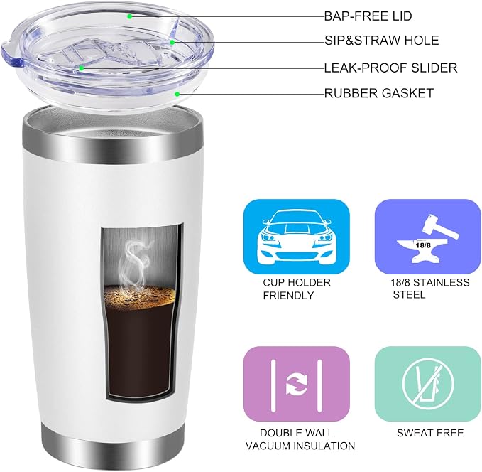 VEGOND 20oz Tumbler with Lid and Straw Stainless Steel Tumbler Cup Vacuum - Image 2