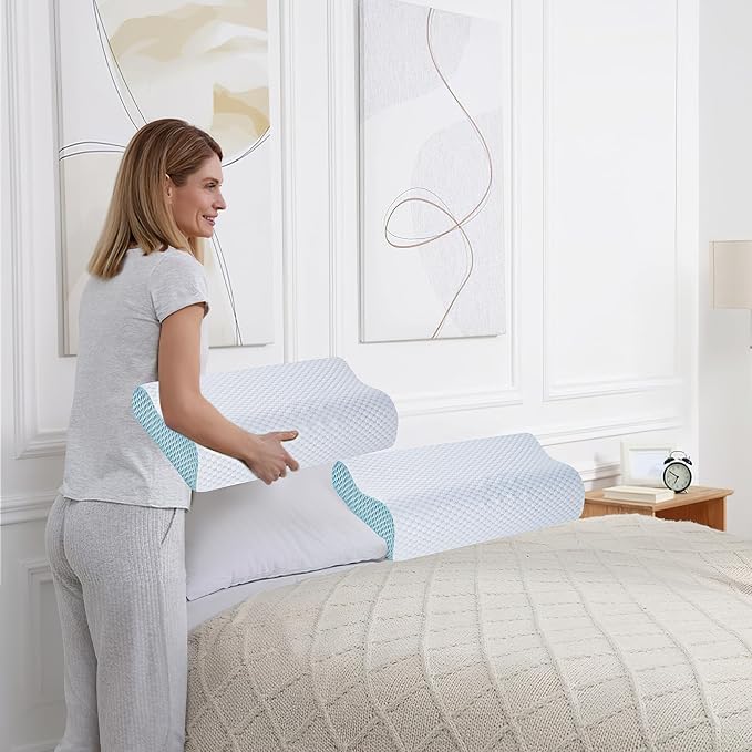 2 Pack Memory Foam Cooling Bed Pillows - Image 7