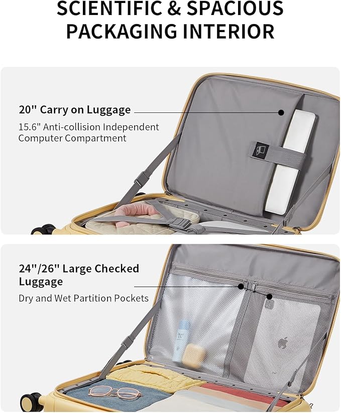 aji Expandable Top Opening 26 Inch Checked Luggage - Image 5