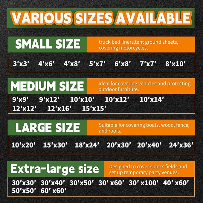 RAINDEWAY Tarps Heavy Duty Waterproof 14x14 Feet, 10Mil Multipurpose Poly Tarp - Image 9