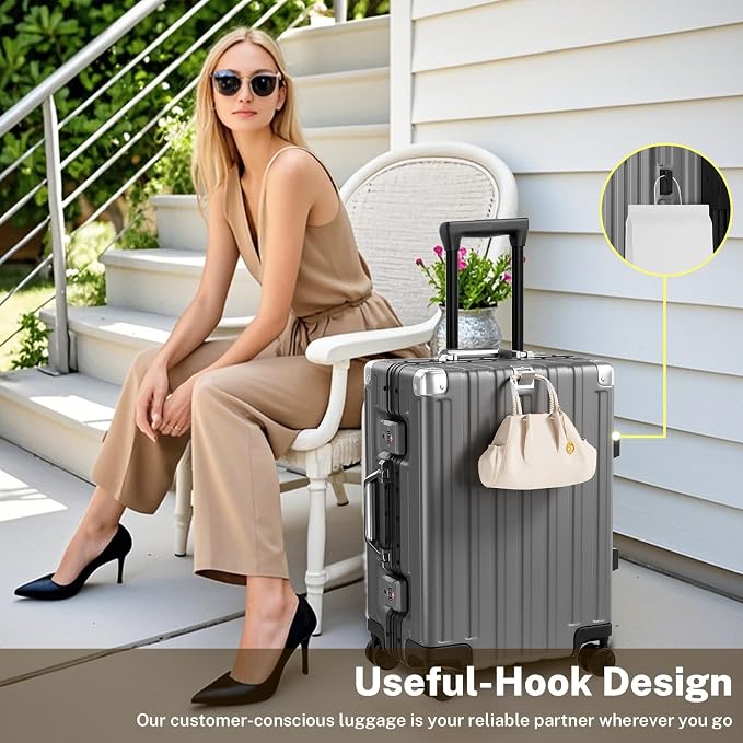 Krute Luggage 24 Inch Aluminum Frame Zipperless Suitcase - Image 2