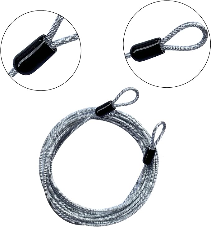 15FT 3mm Outdoor Travel Long Security Cable Lock, Braided Steel Coated Safety - Image 2