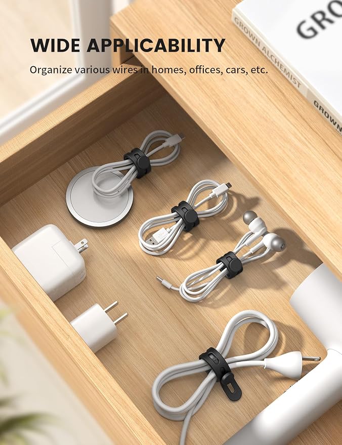 Lamicall 20Pack Silicone Cable Ties, Office Desk Organizer Accessories - Image 4