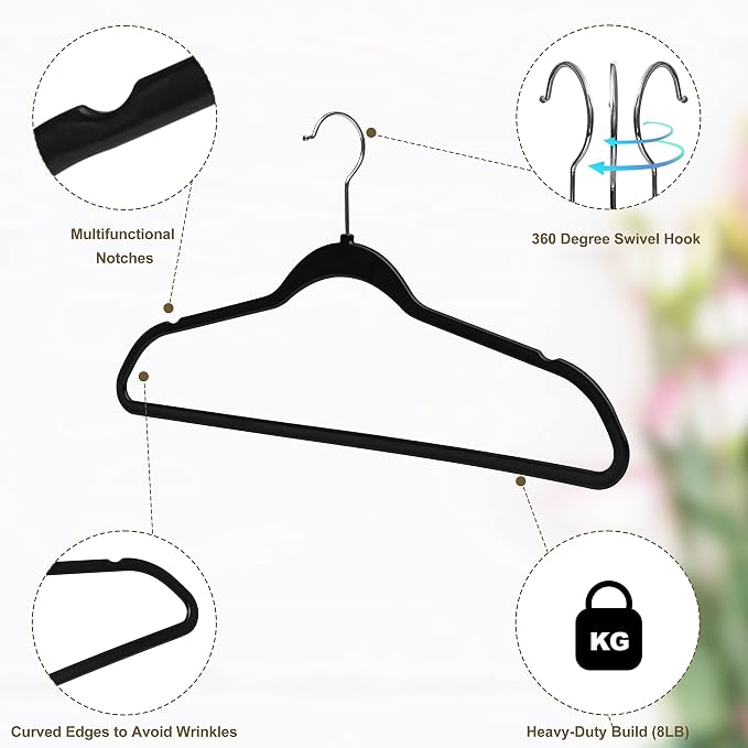 Quality Hangers 50 Pack Slim Plastic Hangers - Image 3