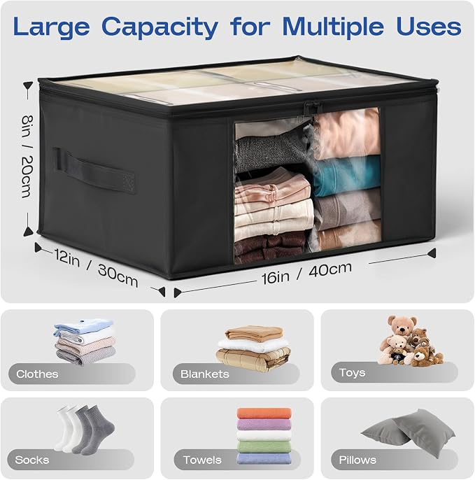 Clothes Storage Bags, Foldable Thick Fabric Blanket Storage Bags, Large Clear - Image 2