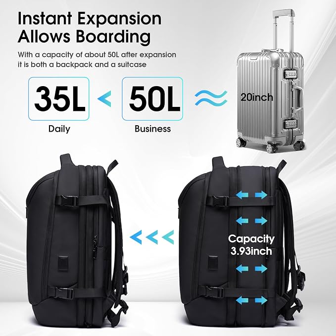 Vacuum Backpack for Men, 50L Expandable Compression Backpack - Image 6