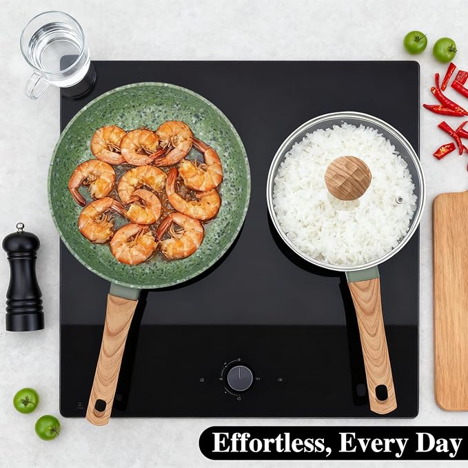 Nonstick Cookware Set, 2-Piece Non-Toxic Coated 10.25 Inch Frying Pan & Saucepan - Image 8