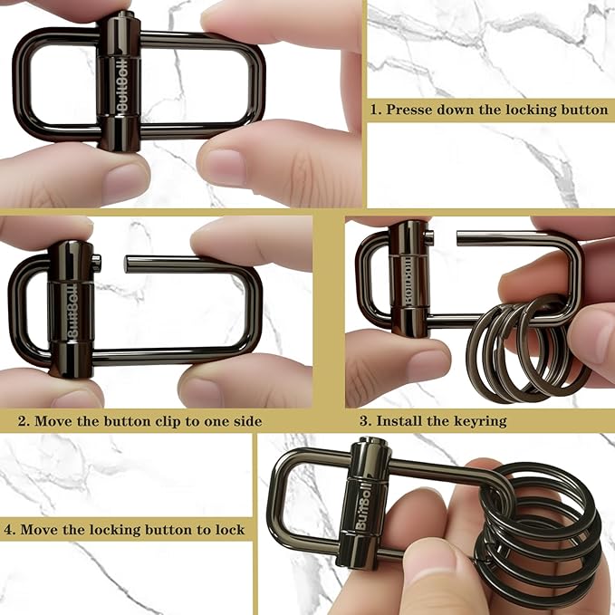 Key Chain, Heavy Duty Lock Key Ring Keychain Clip Key Holder Organizer - Image 3