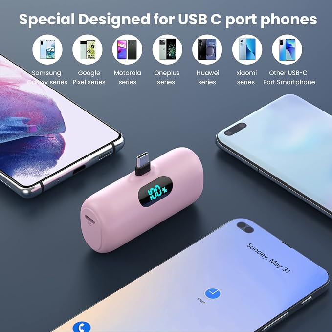 Mini Portable Charger 5000mAh Power Bank, 3A PD USB C Cell Phone Portable Power - Image 2