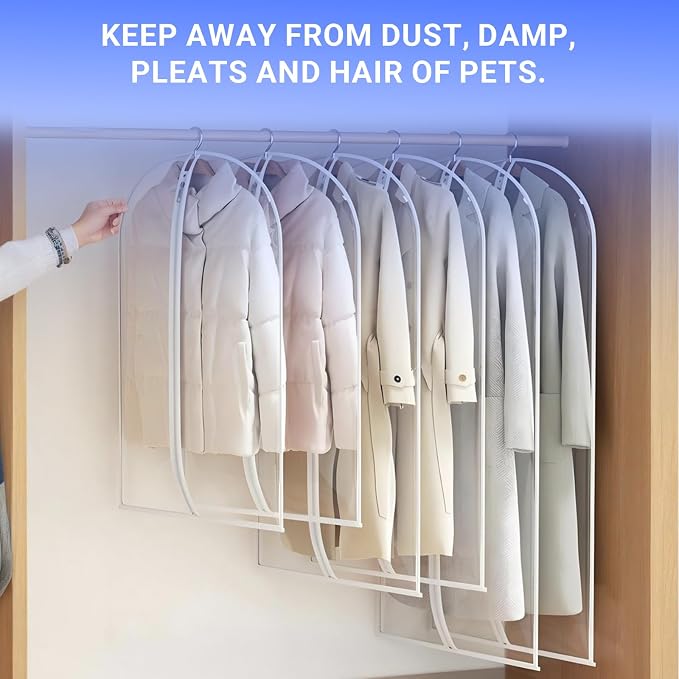 Garment Bags for Hanging Clothes 24'' x 48'' Coat Covers for Closet Foldable - Image 6