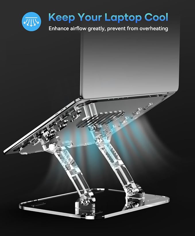 2 Pack Acrylic Laptop Stand for Desk, Adjustable Ergonomic Laptop Riser - Image 4