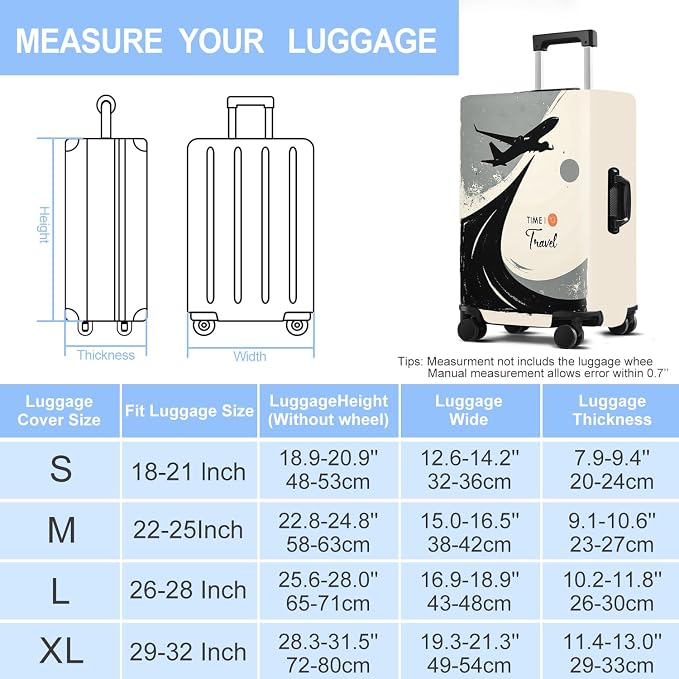 Suitcase Cover with Time to Travel Design, Luggage Protector, Fit - Image 7