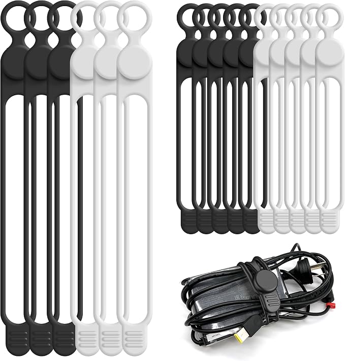Nearockle Silicone Cable Ties Cord Organizer Cable Management by ELECTRONICSORGANIZATION