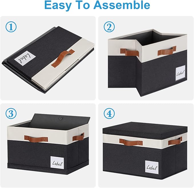 Large Storage Bins with Lids, Foldable Fabric Storage Baskets with Lids - Image 4