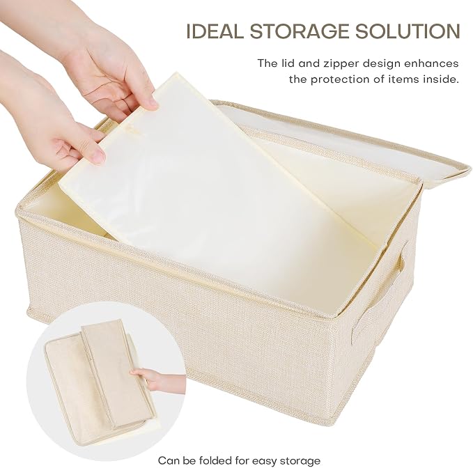 ANMINY Storage Bins with Zipper Lids 13 Qt Lidded Fabric Storage Boxes Baskets - Image 4