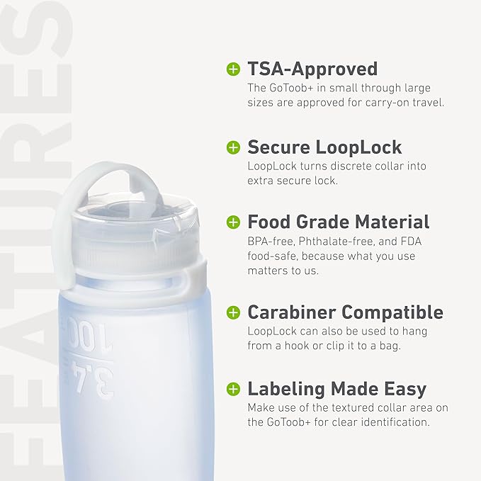 humangear GoToob+ 3-Pack | Refillable Silicone Travel Bottle | Locking Lid | - Image 4