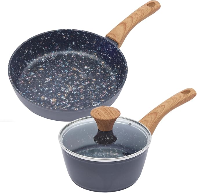 Nonstick Cookware Set, 2-Piece Non-Toxic Coated 8.5 Inch Frying Pan & Saucepan by Unknown